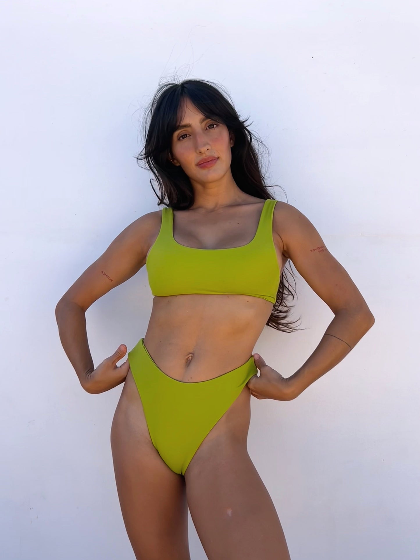 Wyatt sporty swimsuit top-Ulu green
